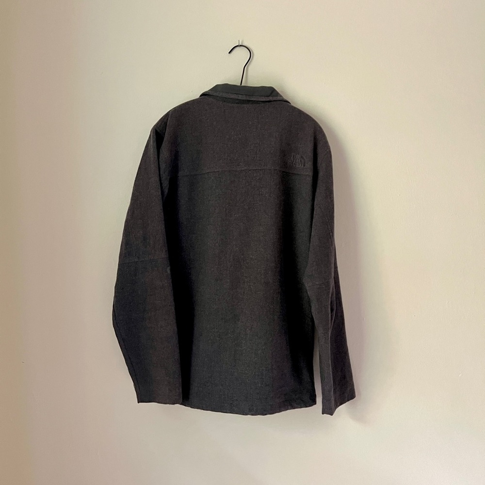 The North Face Wool Gray Vintage Jacket with Striped Lining Zip Up Collared L - Picture 12 of 17